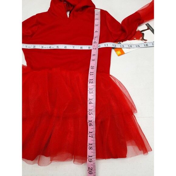 Devil Red Dress Costume Costplay Girl Tulle Skirt attached Horns Hood S (4-6) - Picture 8 of 10